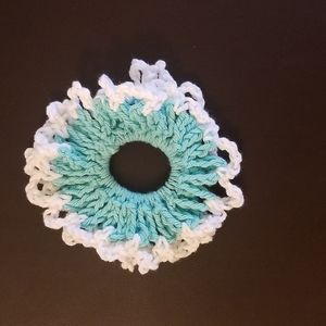 Free with purchase blue and white hair scrunchy
